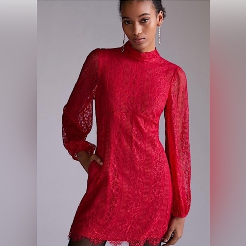 Anthropologie Maeve Lace Open Back Dress